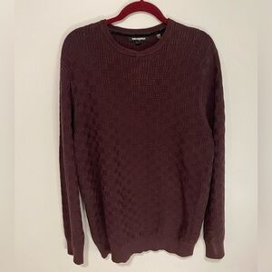 Karl Lagerfeld Eggplant Purple Textured Pattern Oversized Long Sleeve Sweater